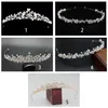 12pcs Glitter Rhinestone and Pearl Tiara Headband Simulated Jewelry Hair Crown Accessories for Bride Princess Birthday Party DIA 13cm