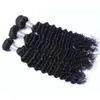 Bundles de vague profonde malaisienne 3/4 pièces de cheveux humains bouclés tisse des extensions naturelles non transformées non remy