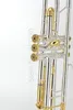 MARGEWATE New Arrival Bb Trumpet B Flat Musicla Instrument Silver Plated Body Gold Lacquer Key Brass Bb Trumpet with Mouthpiece Case