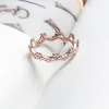 18K Rose gouden trouwring Hoge kwaliteit Box Fashion Flower Crown ringen Vrouwen Heren Bruiloft cz diamant Gift Ring238i