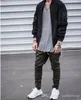 Sida dragkedja pläterade penna byxor mens high street elastic midja casual biker byxor mode jogger skinny sweatpants långa byxor byxor