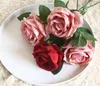 30cm Short Big Artificial Roses Branch Flowers Wedding Home Decoration Flannel Fabric Cute Pink Fake Flowers Crafts Party Decoration GD208