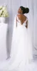 Bohème blanc pas cher Simple plage robes de mariée en mousseline de soie avec Capes Western Liban rustique ajusté robe de mariée