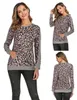 Women Long Sleeve Shirts Leopard patchwork Casual Tops with pocket T-Shirt Sexy Tees O-neck Blouses Blusas Apparel Tee LJJA3279