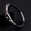 Punk Rock Vintage Black Acier inoxydable Brocette Brocelet Hommes Vélo Vélo Moto Mens Cuir Bracelets Bracelet Bijoux Bijoux