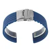 Pulseira de relógio de borracha de 20/22/24 mm azul laranja à prova d'água silicone pulseiras de relógio com fecho dobrável com extremidades retas pulseira de substituição para mergulhador