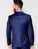 Новый стиль Navy Blue Groom TuxedoS Notch Отворотный женихами Мужские свадебные платья Отличный мужской куртка Blazer 3 шт. Костюм (куртка + брюки + жилет + галстук) 21