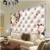 Retro Blume 3D Wallpaper Diamant weiche Tasche TV hintergrund Wand 3D Wandbilder Tapete für Wohnzimmer