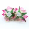 White/Red Rose Flower Headpieces Combs Wedding Bridal Fashion Jewelry Women Prom Headpiece Charm Hair Accessories Hair Pins Clips