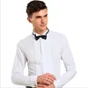 Camisa branca de alta qualidade para casamento, noivado, gola andorinha, vestido com manga comprida, camisa pura, formal, festa, baile, camisas masculinas