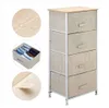 Lniana / Naturalna 4-warstwowa Dresser Tower Closer Organizer + 4 Easy Pull Szuflady