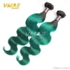 1b Зеленый бразильский кузовной волна человеческих волос 9А девственницы человеческие наращивания волос Оммре цвет бразильские волосы 3 пакета лота VMAE OPP