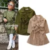 Barn Trench Coats Girls Lång Mode Barn Outwear Höstkläder Tjejrock A7662