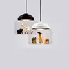 현대 유리 LED 펜 던 트 램프 조명 노르딕 샹들리에 조명 포스트 모던 미니멀리스트 동물 바 램프 침실 식당 교수형 램프