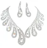 Kvinnor Bridal Bröllop Pagant Rhinestone Halsband Örhängen Smyckesatser för Party Brud Smycken Mode Skönhet Smycken