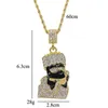 Mode-hop ketting sieraden gouden twist ketting stripfiguren iced out hanger ketting voor mannen