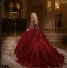 Vestido de noite Yousef aljasm 2018 Kim kardashian Com decote em V manga longa vestido De Baile Vermelho Prata Cristal Kylie Jenner Zuhair murad Ziadnakad 023