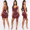 Cheap Women New Style Sexy Night Club Fashionable Set auger Round Collar European And American Wind Dresses