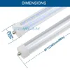 T8 8FT LED Tube Light, 72w Single Pin FA8 Lamps, 6000K Cold White, Fluorescent Bulb Replacement, Clear Cover, Dual-Ended Power