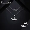 Stainless Steel Sets For Women Cartoon Crown Shape Necklace Bracelets Earrings Lover's Engagement Jewelry