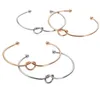 Metalen zinklegering rose goud kleur stropdas knoop armband armbanden eenvoudige twist manchet open armbanden sieraden verstelbare armband voor vrouwen sieraden GB1571