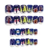 24 pièces/ensemble offre spéciale couverture complète noël réutilisable faux ongles autocollants avec colle femmes forme ronde Nail Art manucure décoration