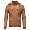 S3XL Winter Warm Men Slim staande kraagleer Hoodie Jacket Manjacht met dop overjas hoog Kwaliteit zwart geel 16035964340