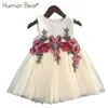 Humor Bear Girls Dresses 2018 Summer Style Girls Clothes Sleeveless Embroidery Design For Child Kids Princess Dress