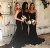 2019 zwarte bruidsmeisje jurk kant mouwloze formele bruiloft gasten meid van eer toga plus size op maat gemaakt