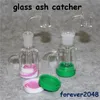 Mini Hookah bong Glass Ash catcher with Silicone Wax Oil jar 14mm 18mm male female AshCatcher for water Smoking Pipe Bongs