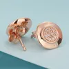 Luxury Rose Gold Plated Stud Earring med originalbox för 925 Sterling Silver Cz Diamond Pave Disc Earring för Women Girls1328665