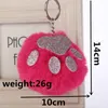 10cm 7 färger björn paw päls boll nyckelkedja söt grädde svart pompom päls keychain kvinnor bil väska nyckel ring gåva