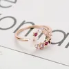 Anello in oro rosa con fiore a farfalla Fedi nuziali con dito in cristallo Glamour Rose Gold Zircone Glamour Ring Jewelry Girl Gift