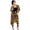 Designer New Fashion Classic Black Gold Print Large Size Cloak Sexy Slim Pants Ladies Set 91151715297