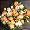 Luxury silk peony flower wall and rose vine Artificial Flowers wedding Background decoration home Jewelry Window flower 10pcs