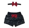 Paillettes Bébé Vêtements Glitter Shorts Bandeau Costumes Bling Pantalon De Danse Bandeau Tenues Boutique Bowknot Shorts Chapeaux Princesse CZYQ5030