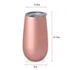 6oz 7 Colors Flute Egg Cups Wine Glasses Tumblers stemless Rose Gold Stainless steel Double Walled Vacuum Insulated Mugs With Clear