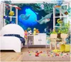 Papel de parede 3d personalizado foto De Seda papel de parede mural 3d fantasia dos desenhos animados das crianças dos desenhos animados sala de crianças quarto mural casa deocr papel de parede