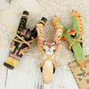 Mixed Styles Creative Wood Carving Animal Slingshot Cartoon Animals Hand-Painted Wooden Slingshot Crafts Kids Gift L273