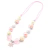 Charmig Snowflake Pendant Girls Halsband Blå / Rosa Chunky Beaded Halsband Baby Pearl Bubblegum Smycken Rope Chain