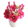 3 Pçs / lote Simulação Magnolia ramo único grinalda bouquet de flores artificiais para decoração de casa decoração de casamento falso flor parede