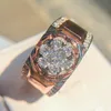 Brilliant Male Big Diamond Ring Fashion 925 Silver/Rose Gold Wedding Jewelry Luxury Party Wedding Rings For Men