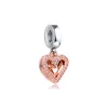 Gümüş Boncuk Köpüklü FreeHand Kalp Dangle Charm Sterling-Gümüş-Takı Boncuk Pandora Bilezikler DIY Kadın Orijinal 925 Charms