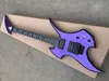 Nouvelle arrivee! Guitare électrique à corps violet de forme inhabituelle personnalisée en usine avec touche en palissandre, matériel noir, offre personnalisée