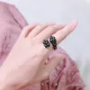 Punk Personality dominee Double zircon black leopard head ring Women's Ring Hot Free shipping Luxurious Dance Giving gifts Rings Hip hop