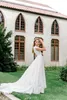 Semplici abiti da sposa modesti in raso di pizzo a trapezio con maniche corte con lacci sul retro Abiti da sposa religiosi da sposa con maniche realizzate su misura