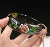 Last One natural green red pink agate Peacock flower pattern bangle size 64 mm +box