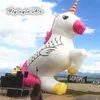 Grand ballon licorne gonflable blanc saint, toile de fond de Concert, modèle Animal de dessin animé avec souffleur pour décoration de fête