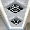 Plafonnier carré noir en cristal pour allée, couloir, lampe d'entrée, plafonnier LED moderne, créatif, balcon, escaliers, luminaires262o