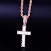 Ice Out – collier carré en Zircon pour hommes, pendentif croix, Rock Street, Hip Hop, bijoux trois couleurs, cadeau 208A